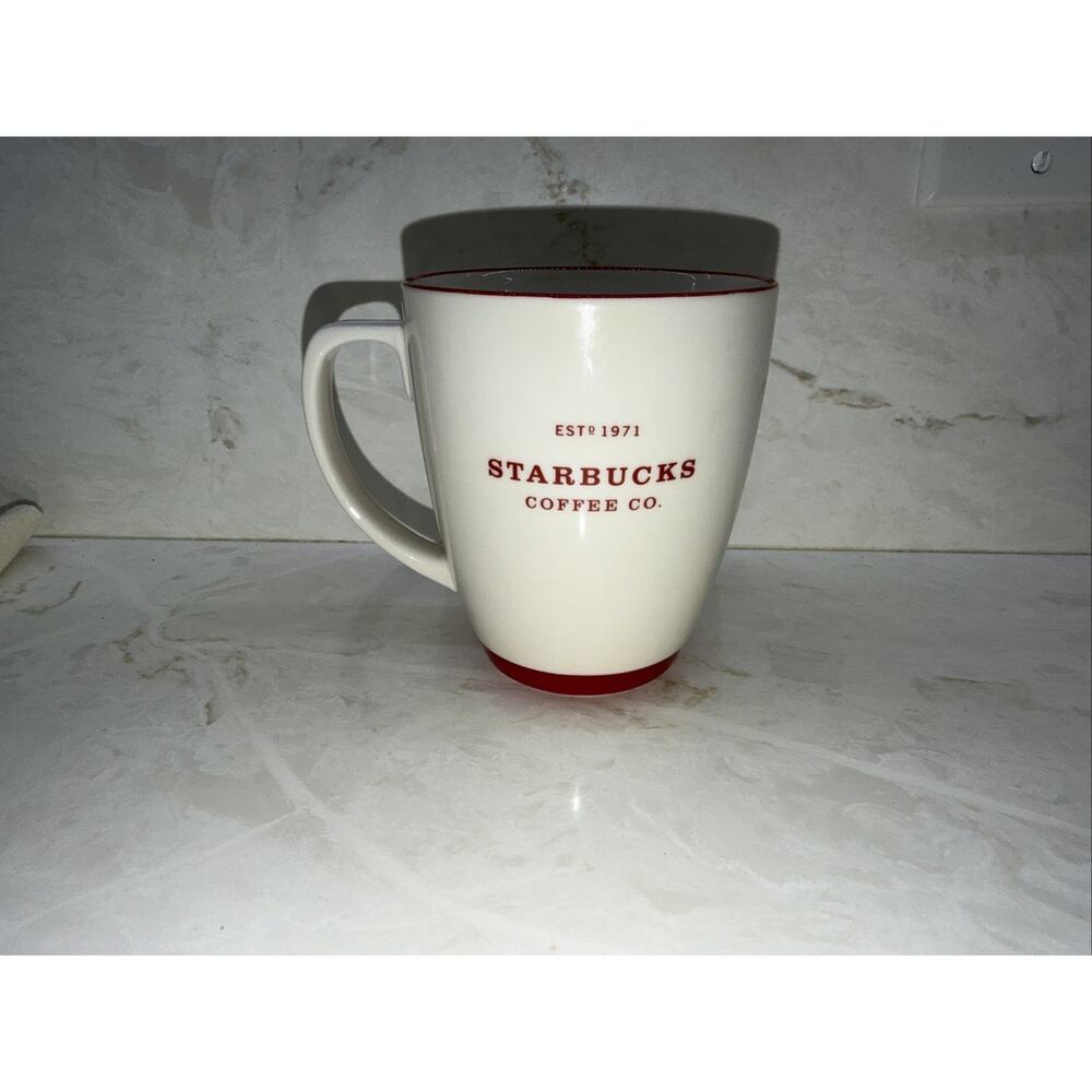 Starbucks Cup RED White Abbey Mug "Est 1971 Starbucks Coffee Co" 18 oz EUC - Picture 5 of 8